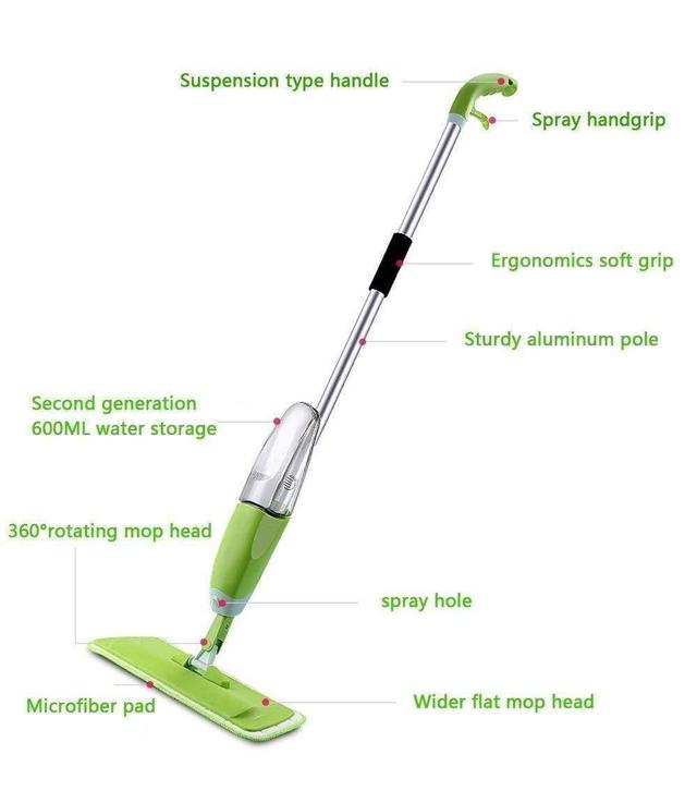 Spray Mop for Floor Cleaning – Refillable Bottle, 360° Swivel Head & Washable Microfiber Pad – Lightweight, Easy-to-Use Floor Cleaner for Home & Office Use